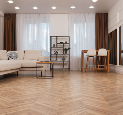 Modern,Living,Room,With,Parquet,Flooring,And,Stylish,Furniture