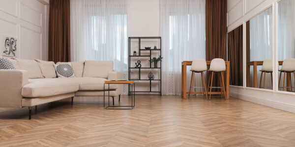 Modern,Living,Room,With,Parquet,Flooring,And,Stylish,Furniture