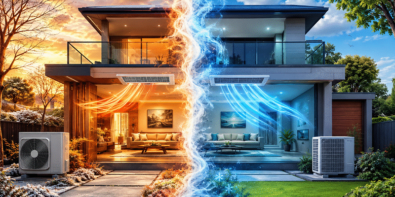Smart heating and cooling system installed in a modern Australian apartment